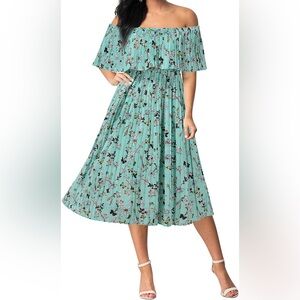 mondschein Women's Vintage Off Shoulder Evening Party Chiffon Maxi Dress size S